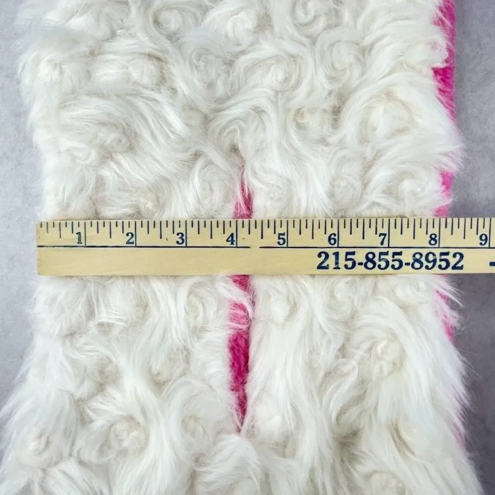 Heurueh Hybrid Pull Thru Scarf Winter White Vegan Fur Pink Fleece Lined $180 NEW